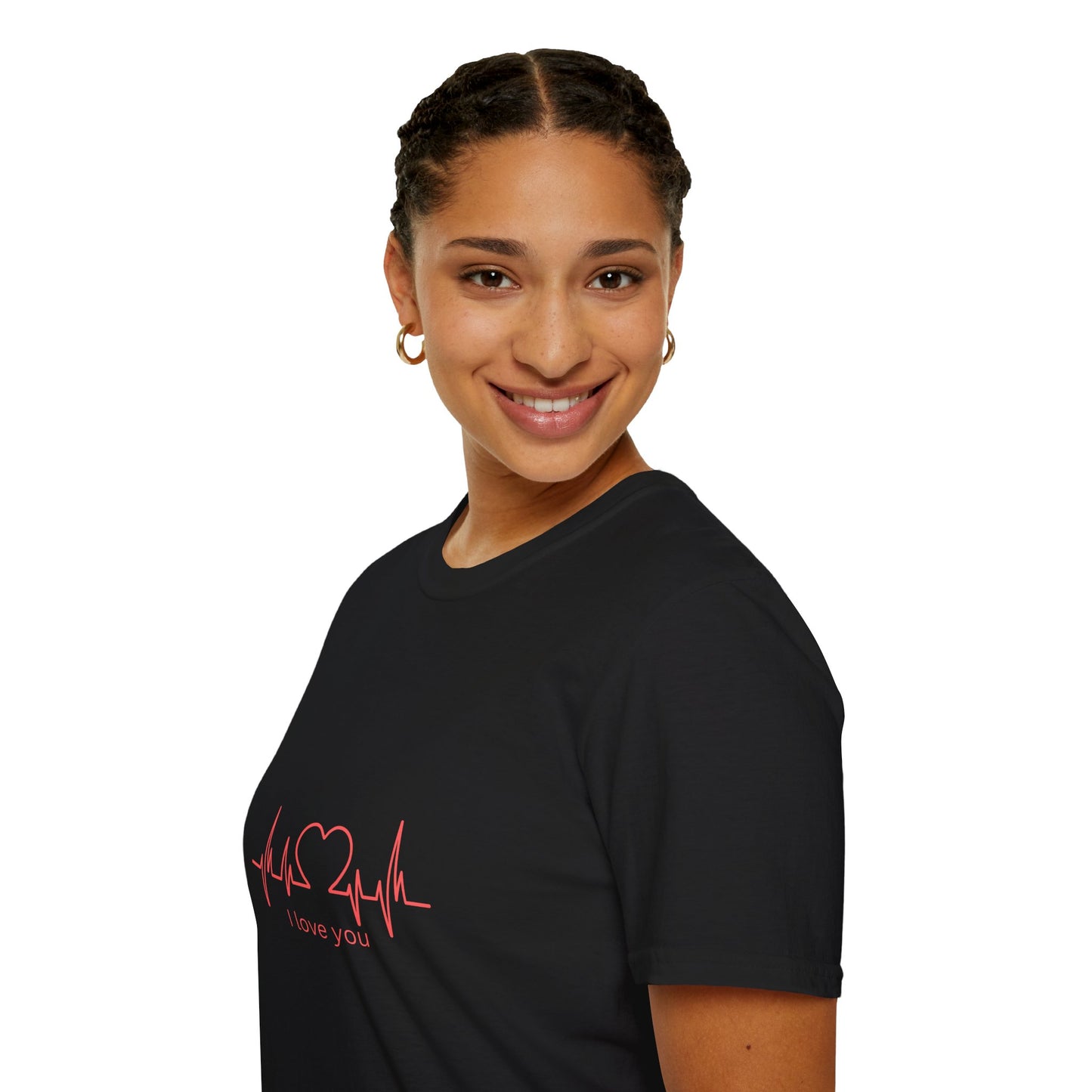 Heartbeat Love Unisex Softstyle T-Shirt - Casual Graphic Tee for Valentine's Day and Everyday Wear