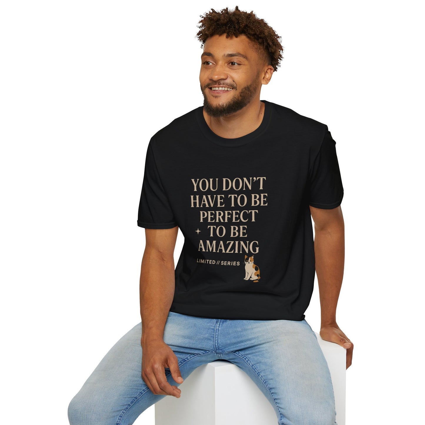 Inspirational Unisex Softstyle T-Shirt - "You Don't Have to Be Perfect to Be Amazing"