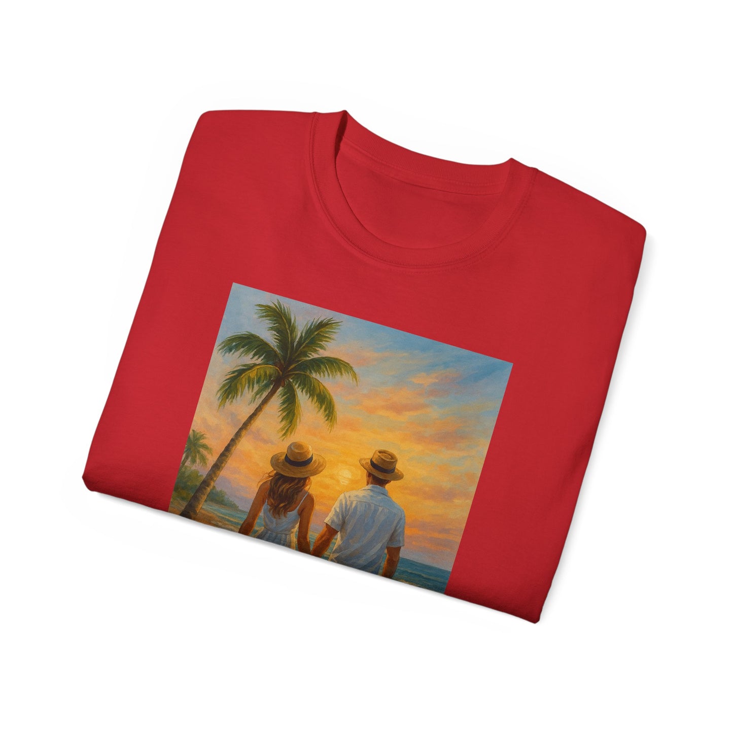 Beach Sunset Couple Tee | Unisex Ultra Cotton T-Shirt for Summer Getaways