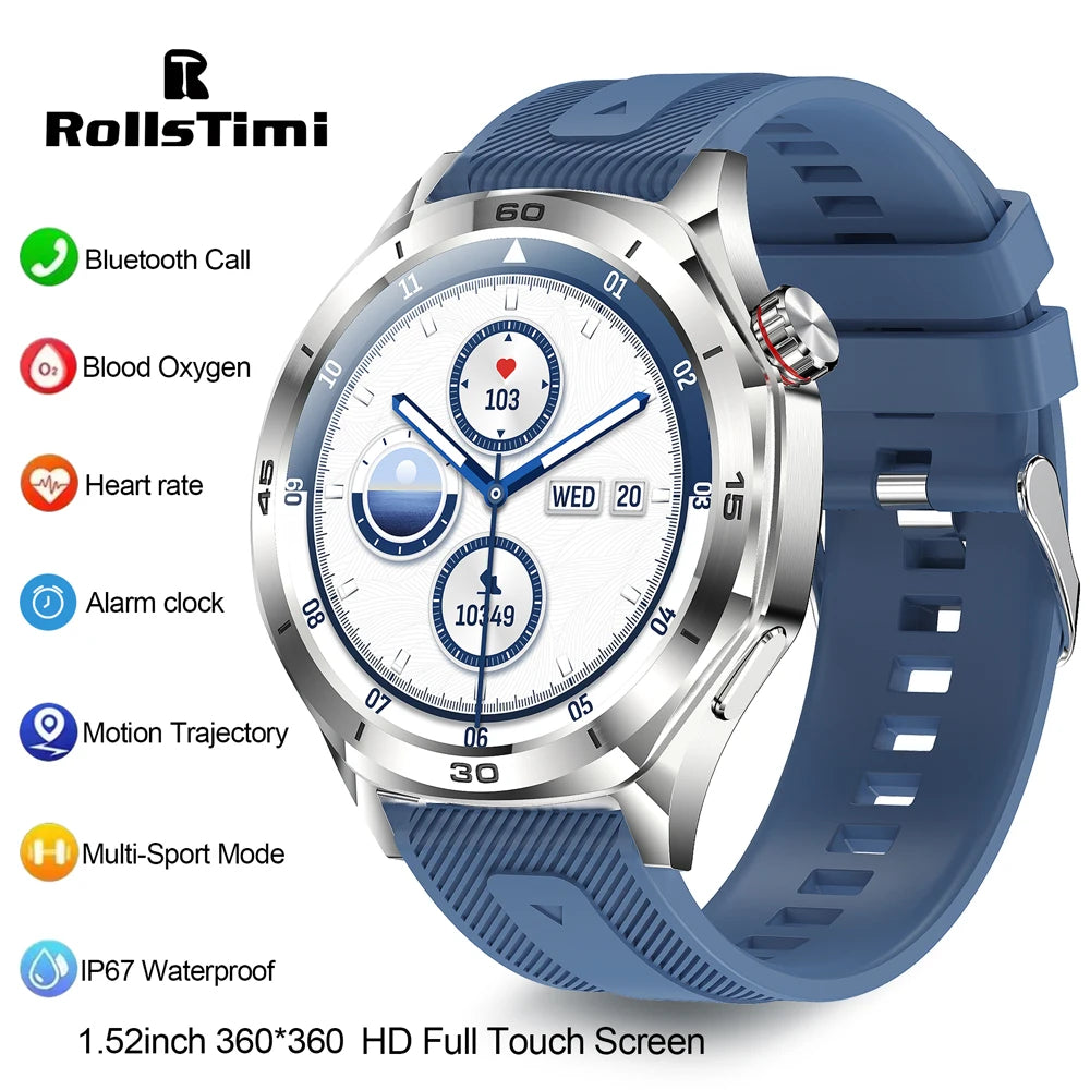2025 New Smartwatch RollsTime Smart Watch Man HD Bluetooth Call GPS Tracker Waterproof Outdoor Sport Fitness Woman Watch For Men