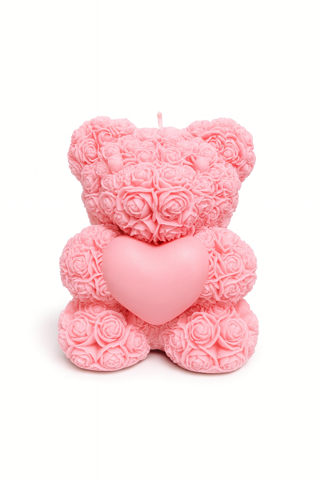 Rose Teddy Bear Candle with Heart