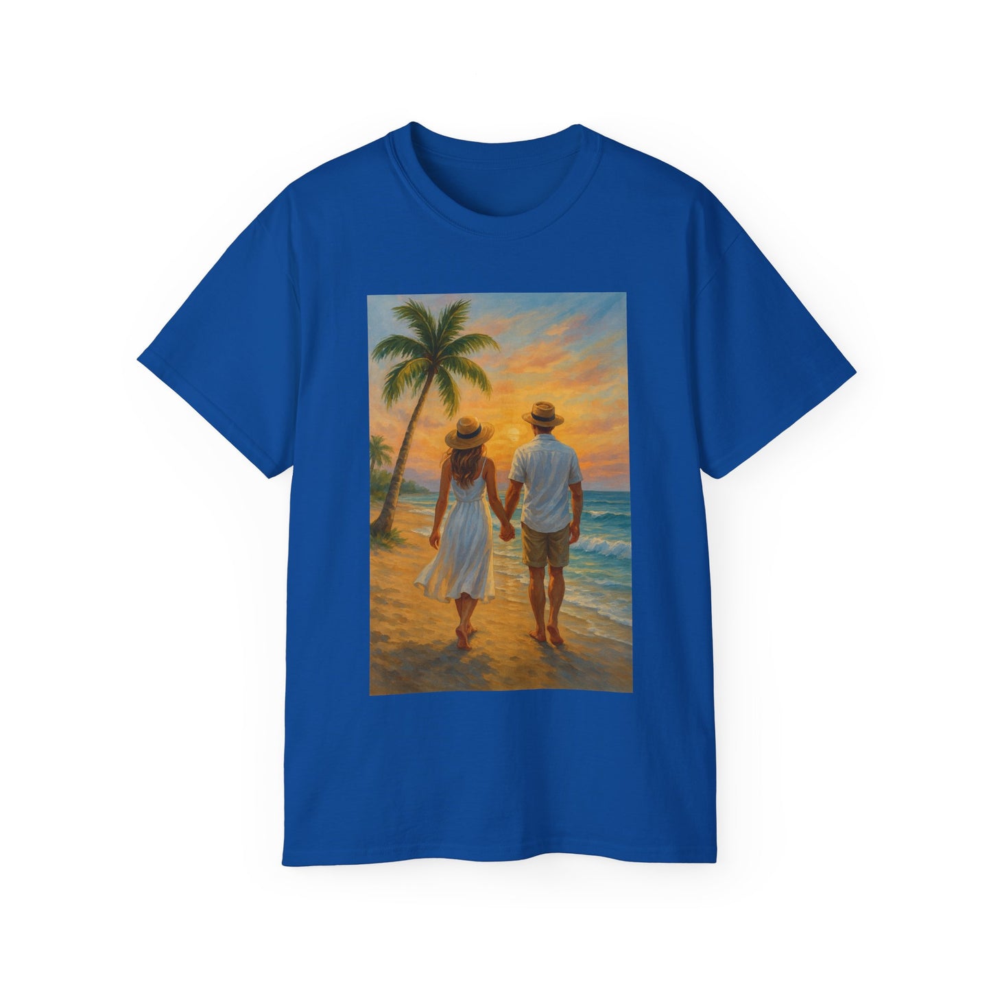 Beach Sunset Couple Tee | Unisex Ultra Cotton T-Shirt for Summer Getaways