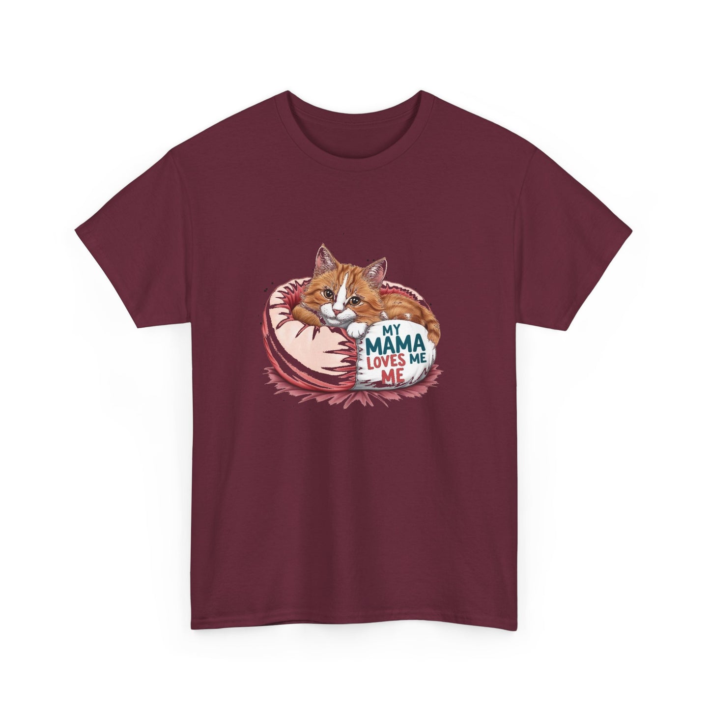 My Mama Loves Me Cat T-Shirt - Unisex Heavy Cotton Tee for Cat Lovers