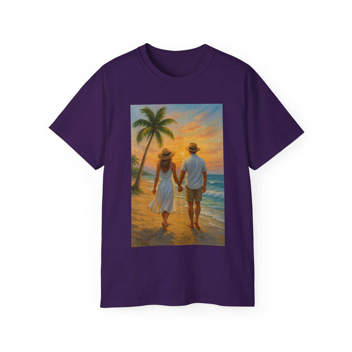 Beach Sunset Couple Tee | Unisex Ultra Cotton T-Shirt for Summer Getaways