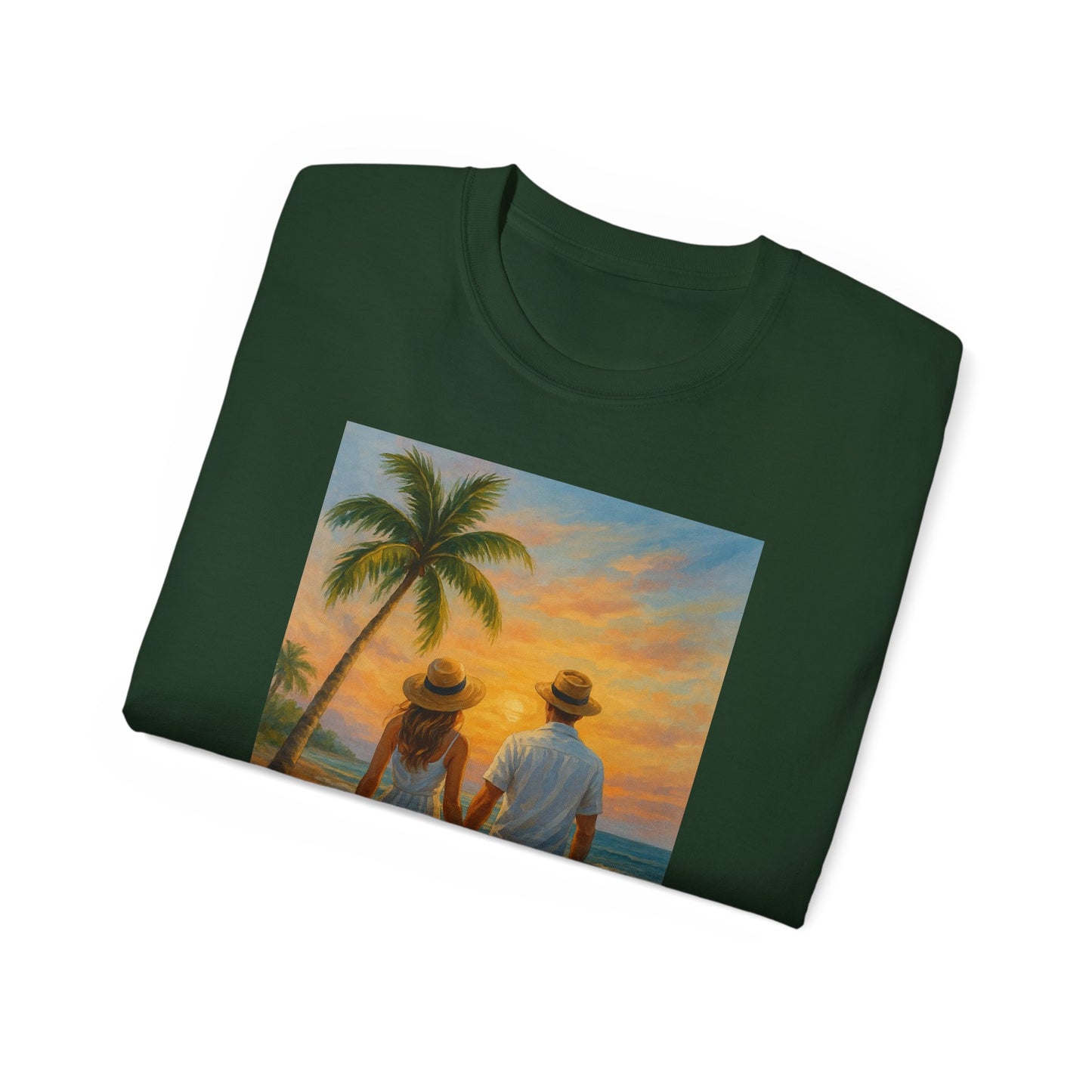 Beach Sunset Couple Tee | Unisex Ultra Cotton T-Shirt for Summer Getaways