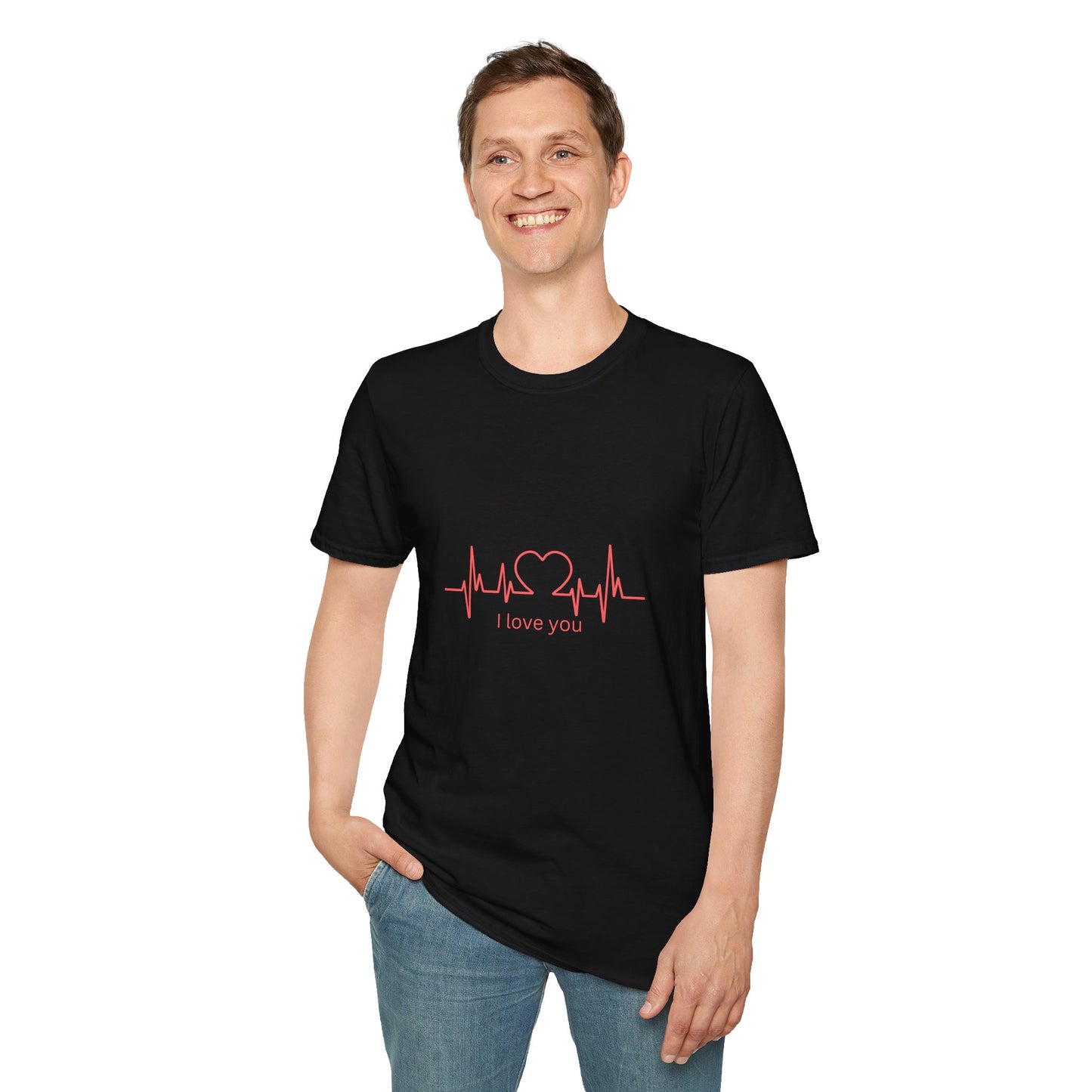 Heartbeat Love Unisex Softstyle T-Shirt - Casual Graphic Tee for Valentine's Day and Everyday Wear