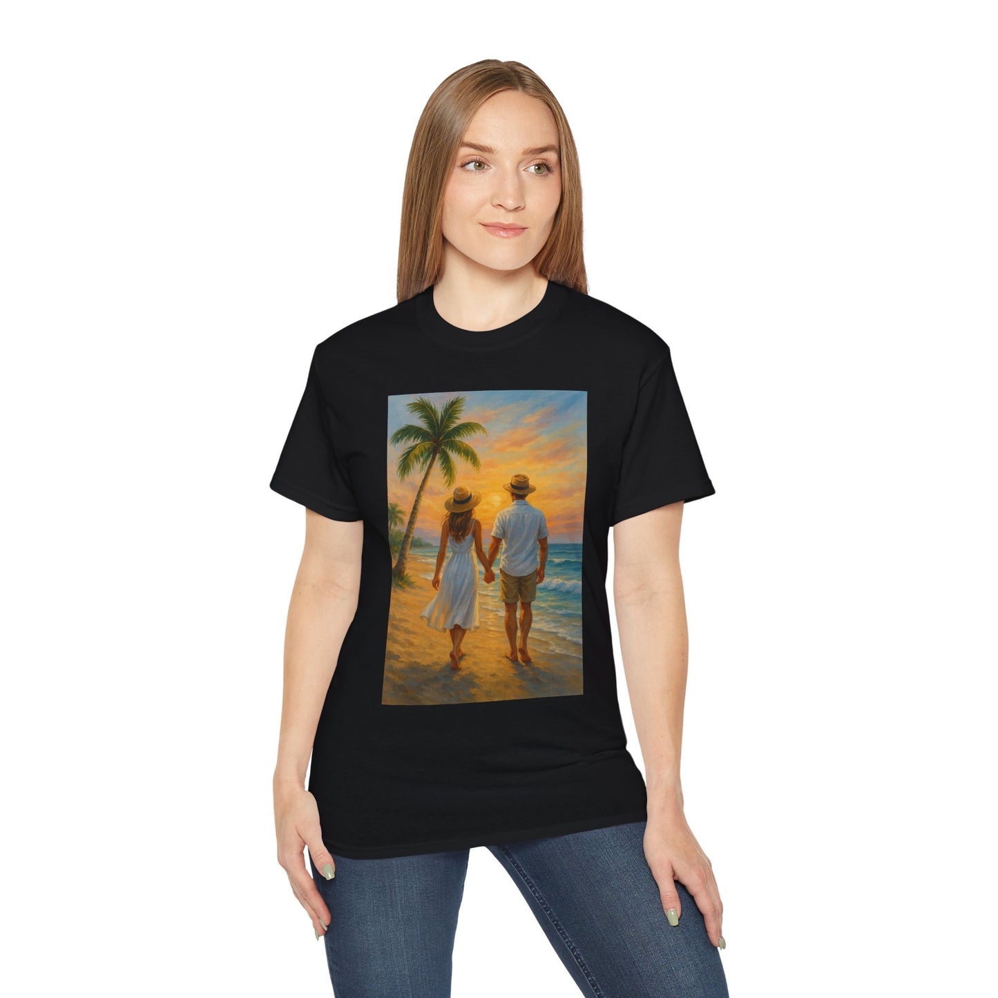 Beach Sunset Couple Tee | Unisex Ultra Cotton T-Shirt for Summer Getaways