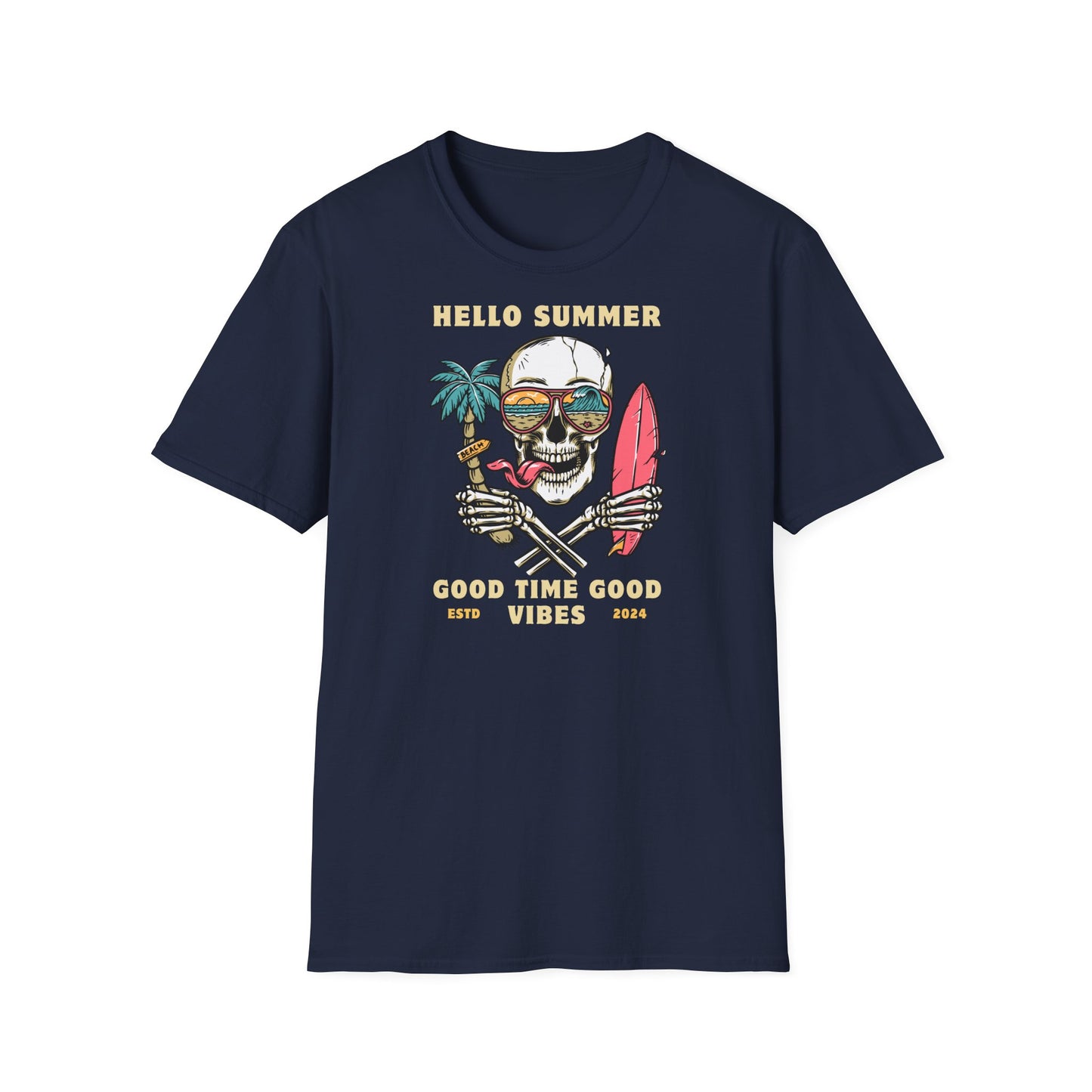 Hello Summer Skull T-Shirt - Good Vibes Unisex Tee