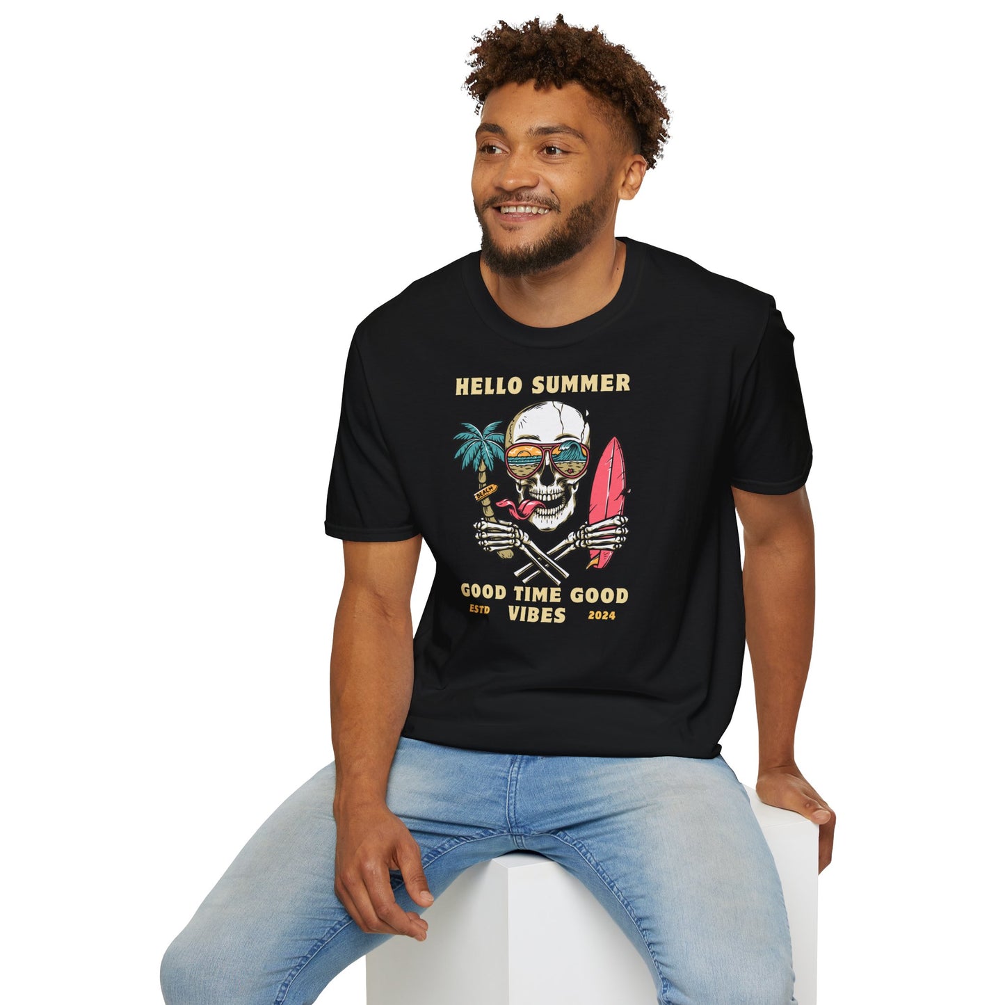 Hello Summer Skull T-Shirt - Good Vibes Unisex Tee