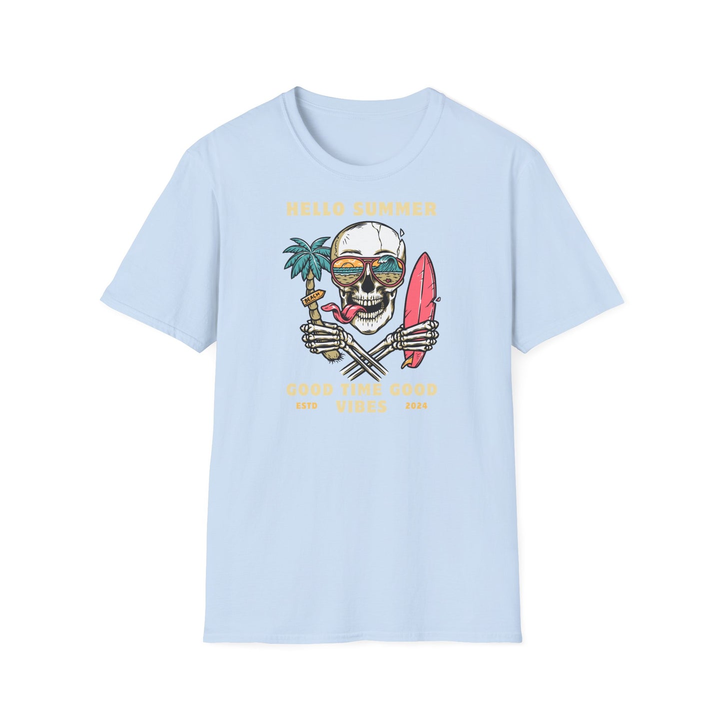 Hello Summer Skull T-Shirt - Good Vibes Unisex Tee