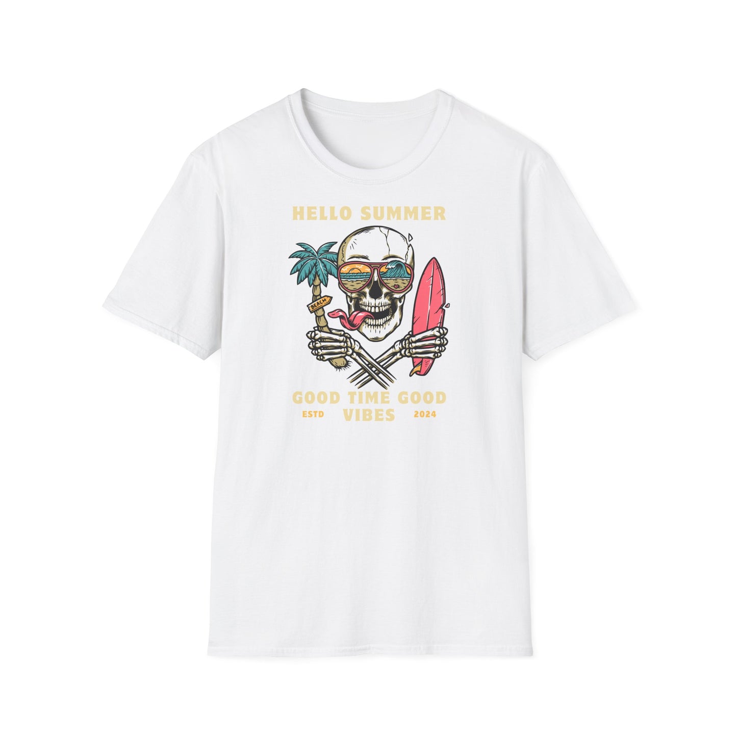 Hello Summer Skull T-Shirt - Good Vibes Unisex Tee