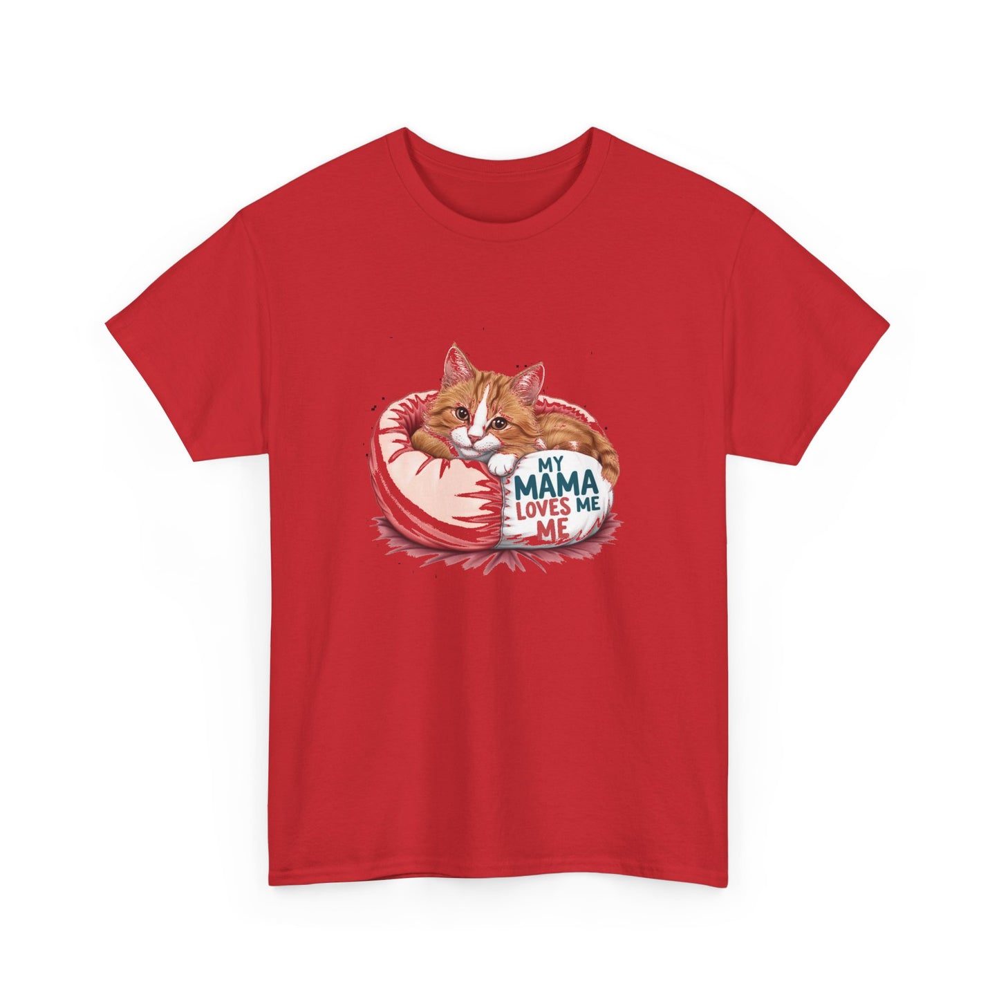 My Mama Loves Me Cat T-Shirt - Unisex Heavy Cotton Tee for Cat Lovers