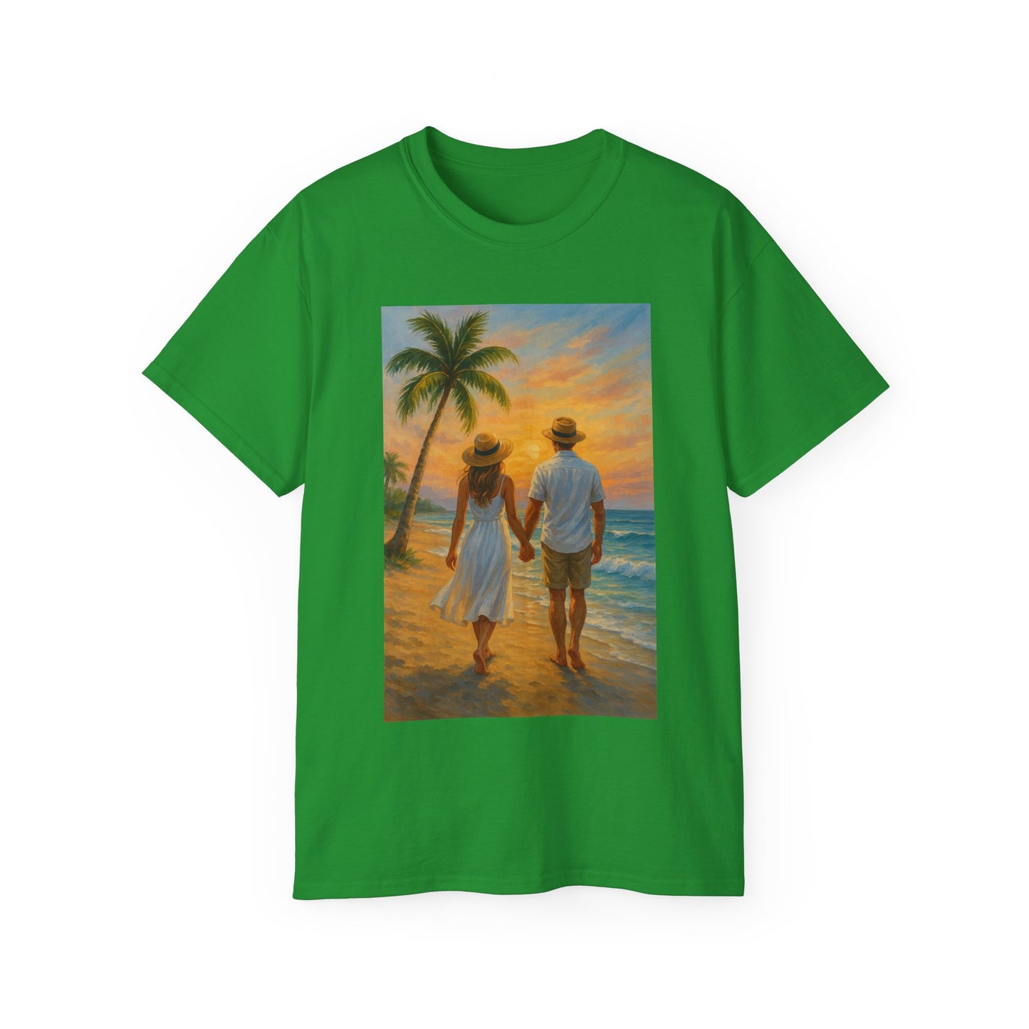 Beach Sunset Couple Tee | Unisex Ultra Cotton T-Shirt for Summer Getaways