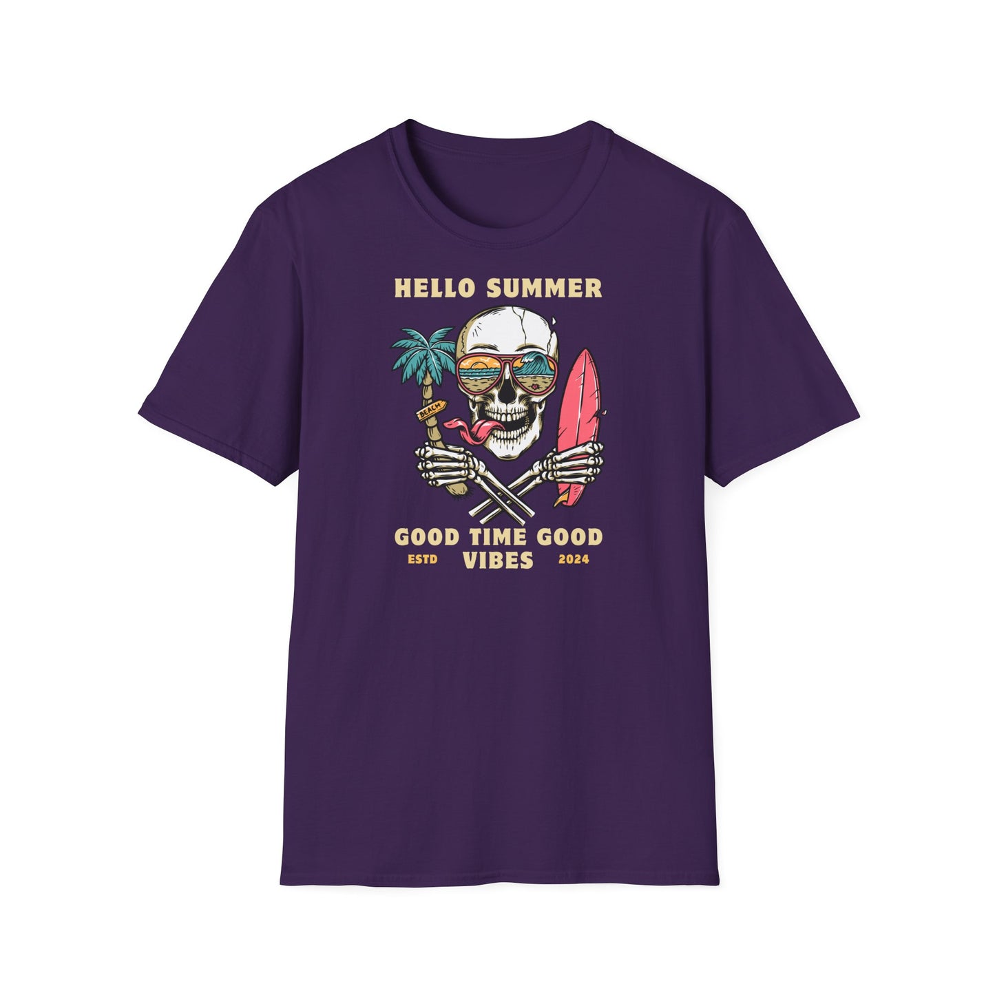 Hello Summer Skull T-Shirt - Good Vibes Unisex Tee