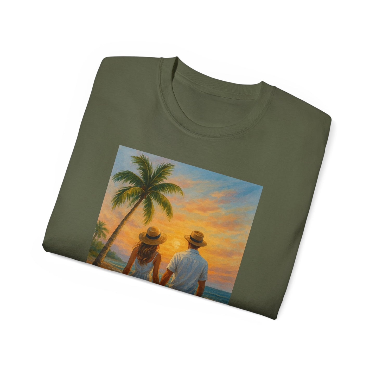 Beach Sunset Couple Tee | Unisex Ultra Cotton T-Shirt for Summer Getaways