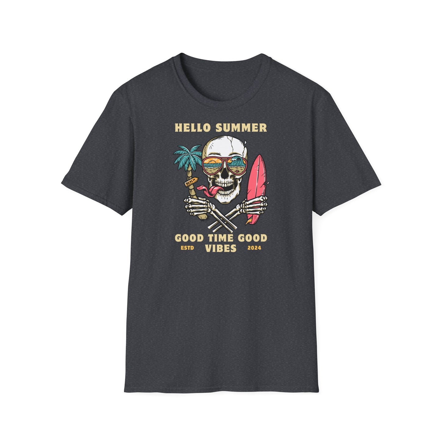 Hello Summer Skull T-Shirt - Good Vibes Unisex Tee