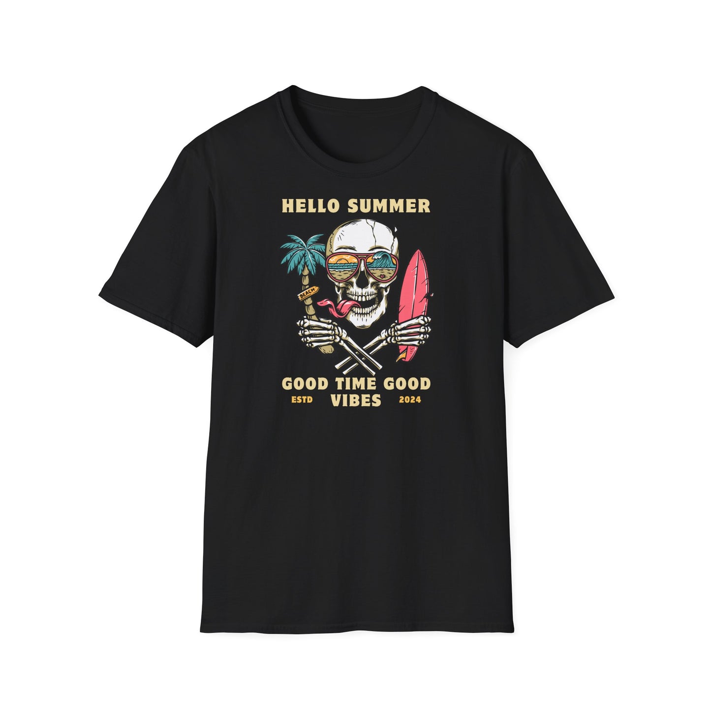 Hello Summer Skull T-Shirt - Good Vibes Unisex Tee