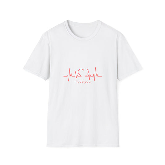 Heartbeat Love Unisex Softstyle T-Shirt - Casual Graphic Tee for Valentine's Day and Everyday Wear