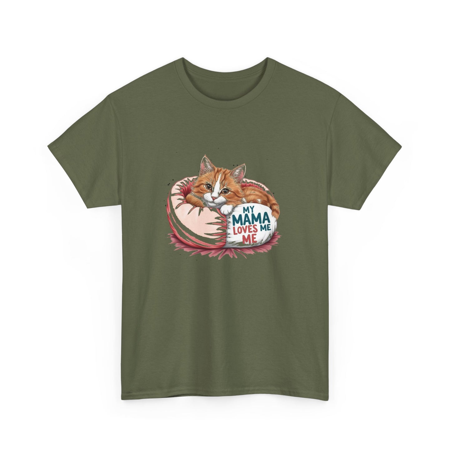 My Mama Loves Me Cat T-Shirt - Unisex Heavy Cotton Tee for Cat Lovers