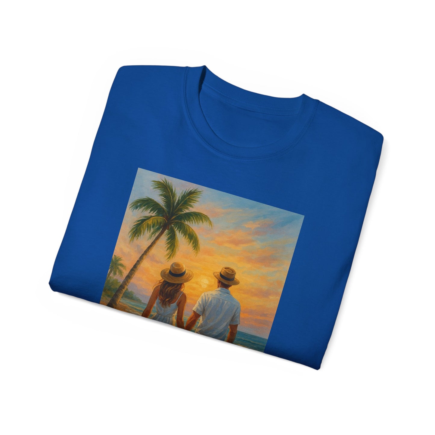 Beach Sunset Couple Tee | Unisex Ultra Cotton T-Shirt for Summer Getaways