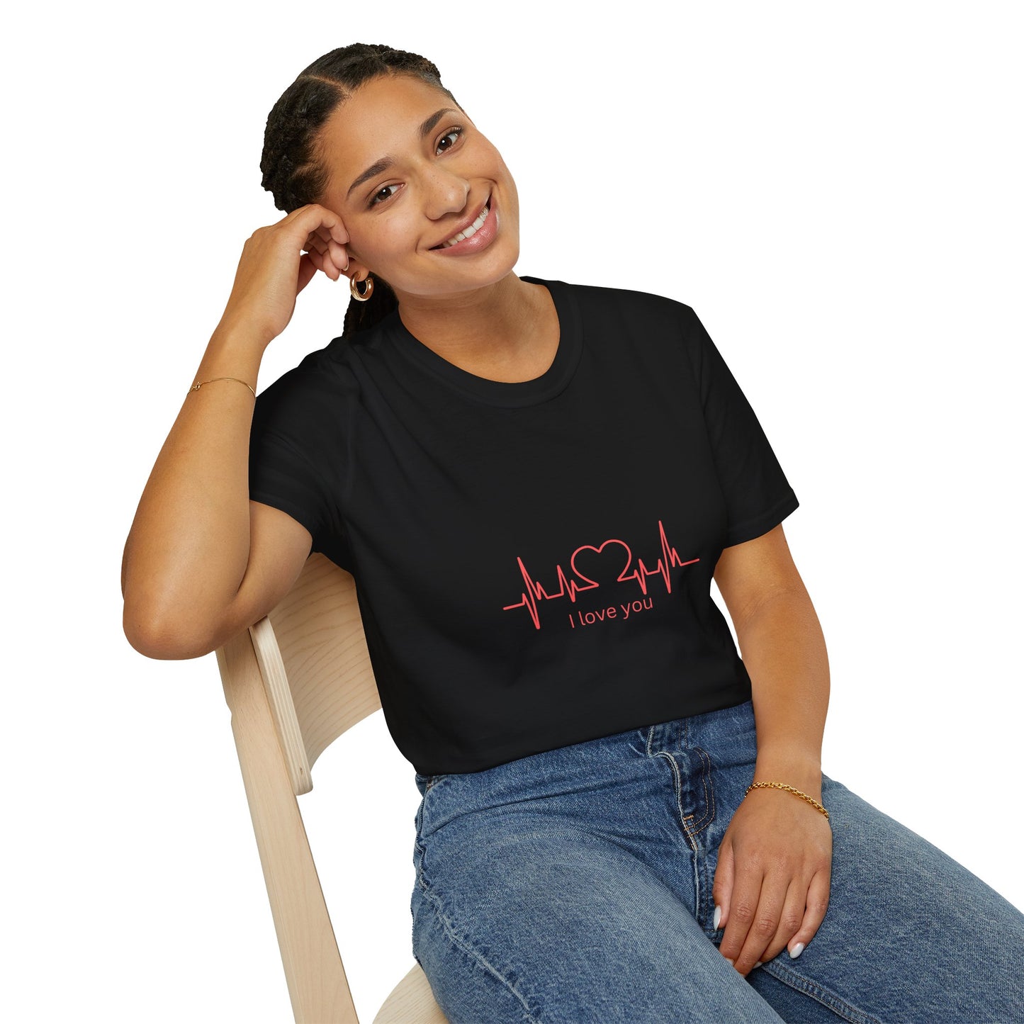 Heartbeat Love Unisex Softstyle T-Shirt - Casual Graphic Tee for Valentine's Day and Everyday Wear