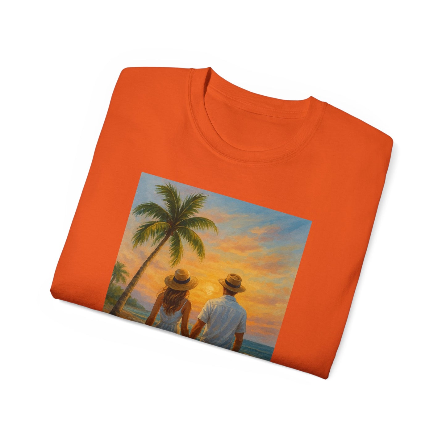 Beach Sunset Couple Tee | Unisex Ultra Cotton T-Shirt for Summer Getaways