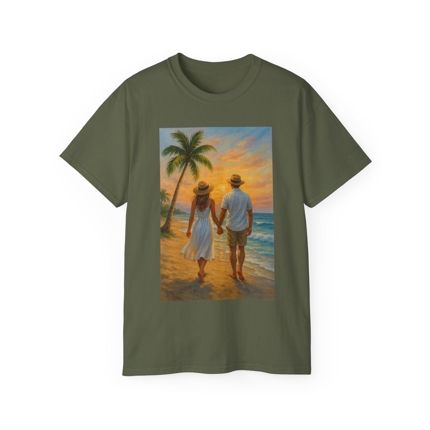 Beach Sunset Couple Tee | Unisex Ultra Cotton T-Shirt for Summer Getaways