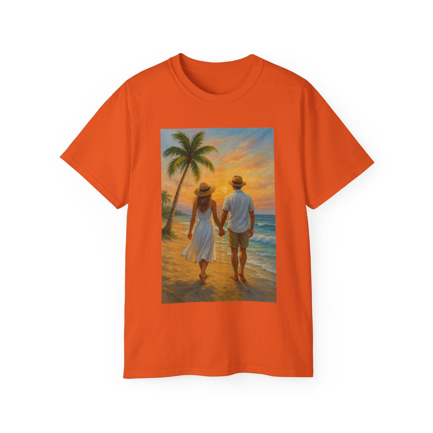 Beach Sunset Couple Tee | Unisex Ultra Cotton T-Shirt for Summer Getaways