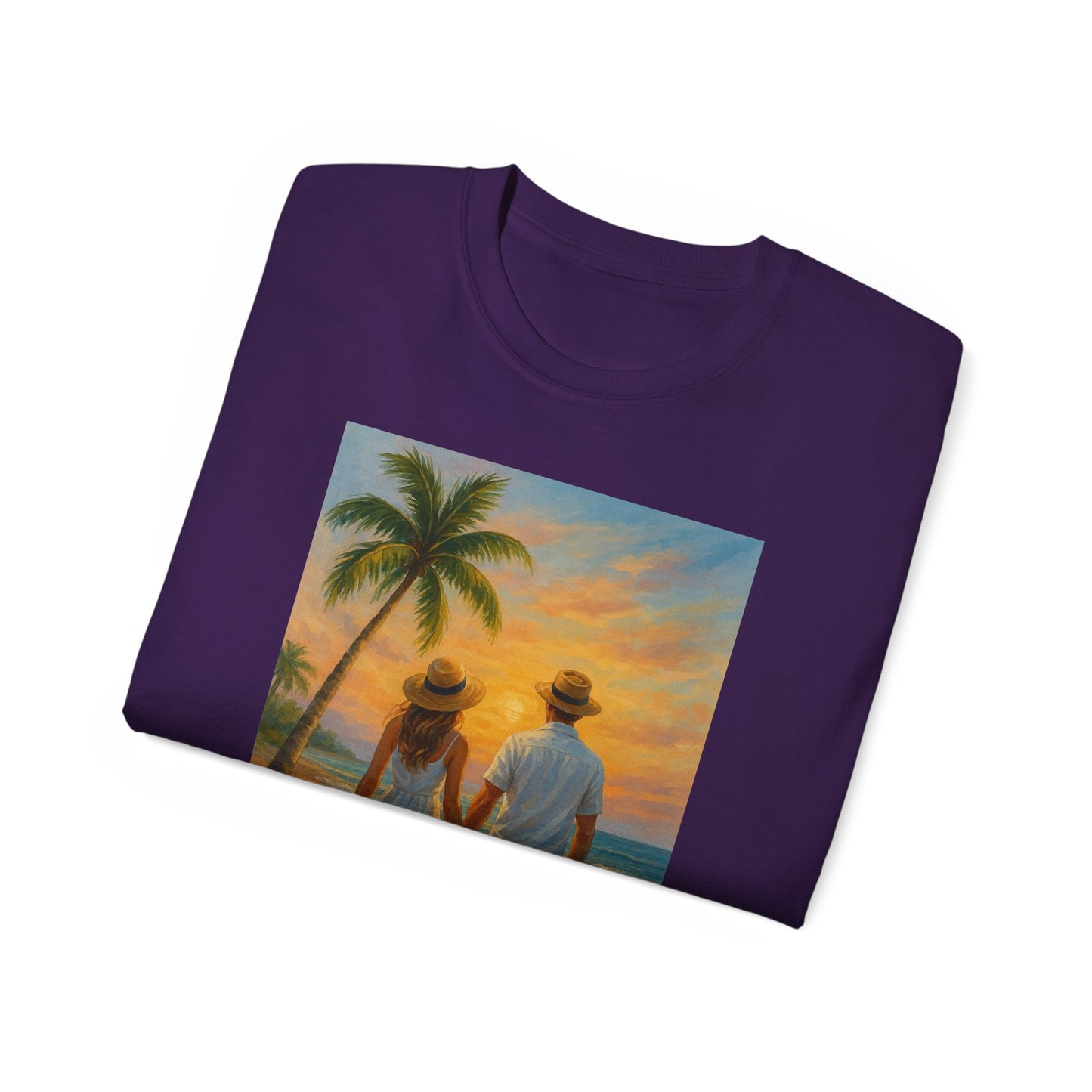 Beach Sunset Couple Tee | Unisex Ultra Cotton T-Shirt for Summer Getaways