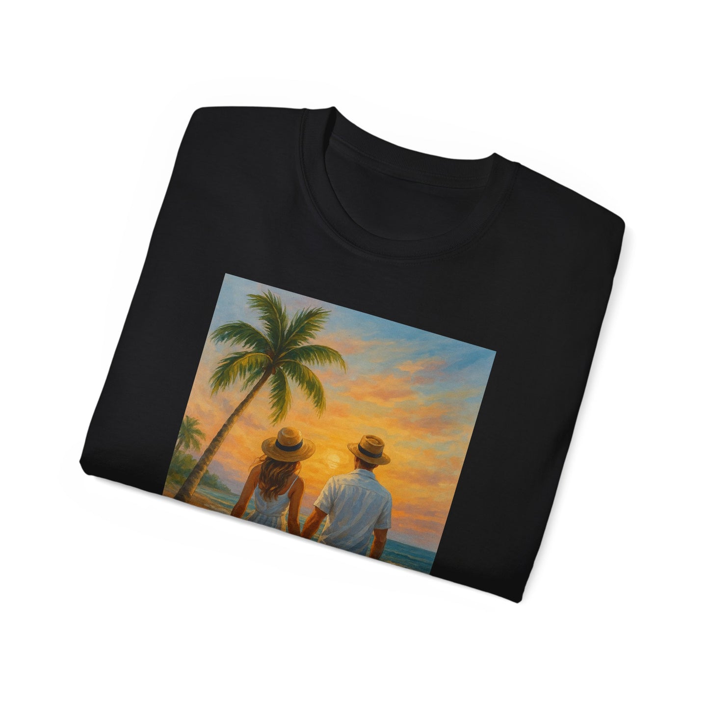 Beach Sunset Couple Tee | Unisex Ultra Cotton T-Shirt for Summer Getaways