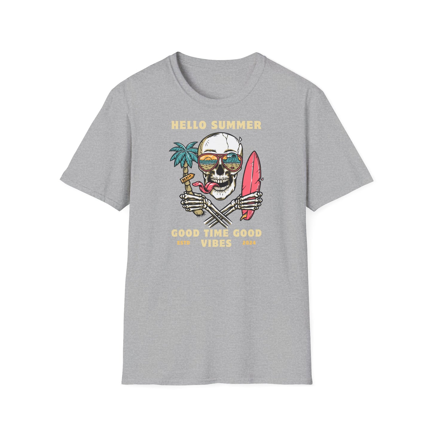 Hello Summer Skull T-Shirt - Good Vibes Unisex Tee