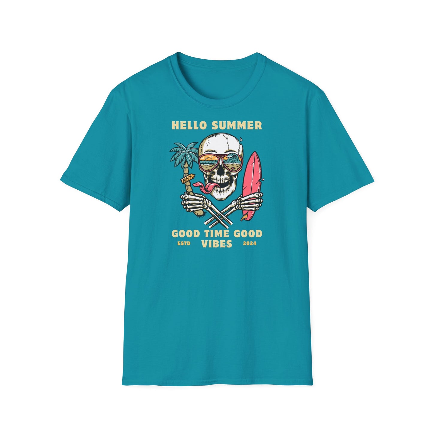 Hello Summer Skull T-Shirt - Good Vibes Unisex Tee