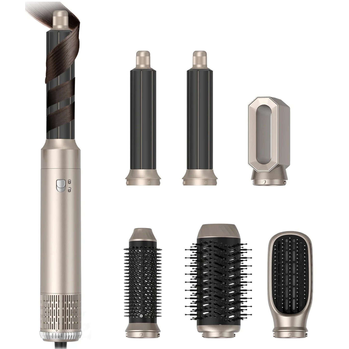 6 In1 Hair Dryer Hot Comb Set Multifunctional Electric Curling Iron Hair Straightener Comb Professional Barber Home Styling Tool