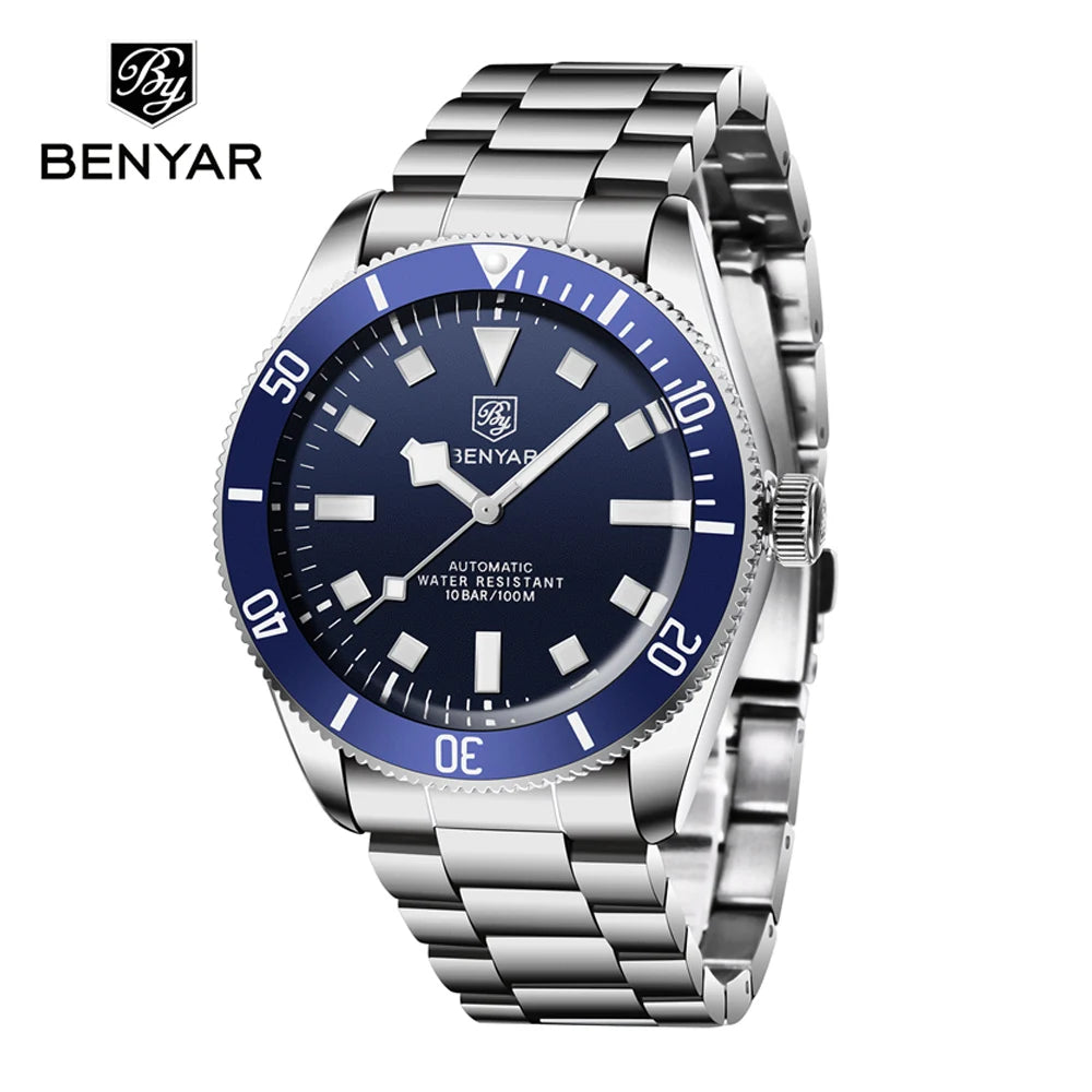 Benyar Mens Watches Mechanical Automatic luxury watch for men BB58 Waterproof wristwatch Luminous Chocie Gift Reloj hombre