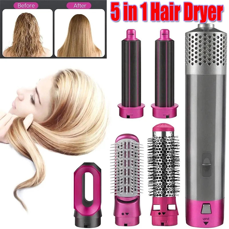New 5 in 1 Hair Dryer Hot Comb Set Professional Curling Iron Hair Straightener Styling Tool For Airwrap Hair Dryer 2025