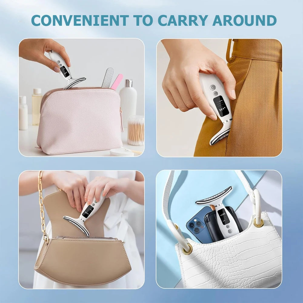 Face Massager -USB rechargeable skin massage tool with digital display designed for the face and neck