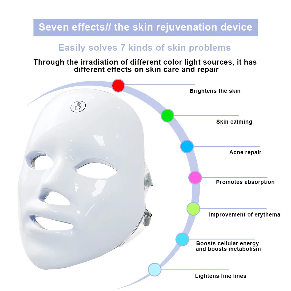 Wireless Facial Neck LED Beauty Machine Skin Tightening Full Face Care Spa Device Relaxation Treatment Anti-Wrinkle Red Light