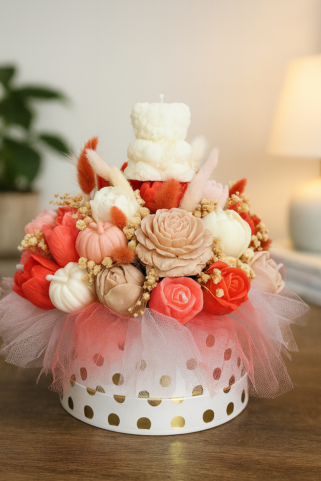 Luxury Floral Candle Arrangement – Large