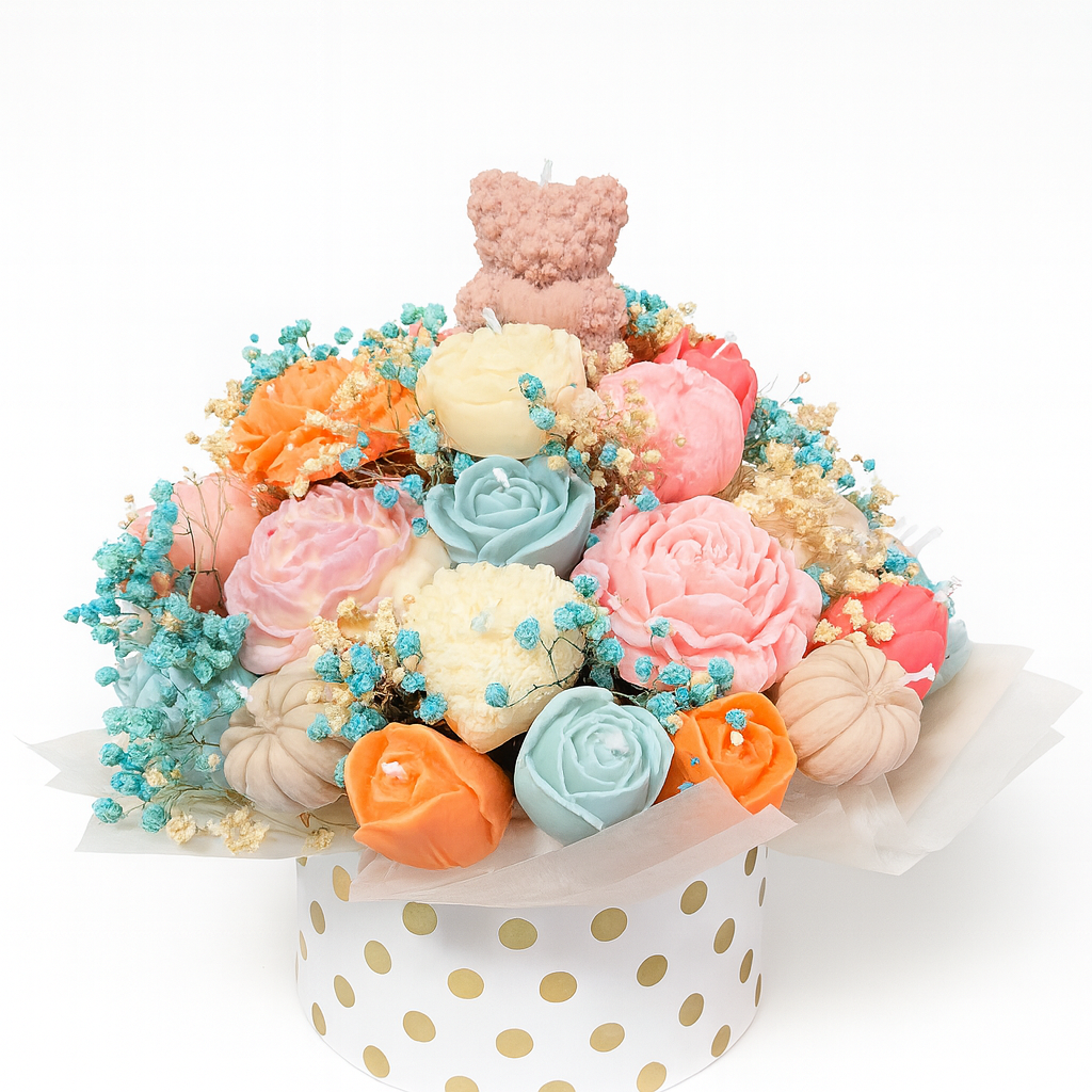 Luxury Pastel Floral Candle Arrangement
