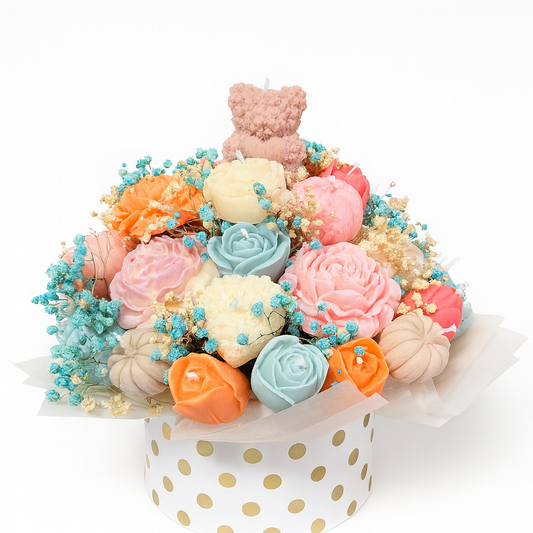 Luxury Pastel Floral Candle Arrangement