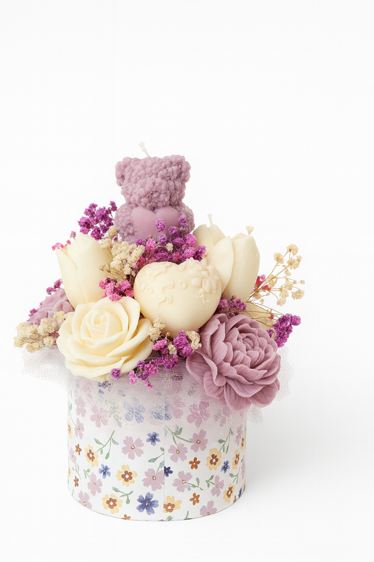 Floral Candle Arrangement – Pastel Edition