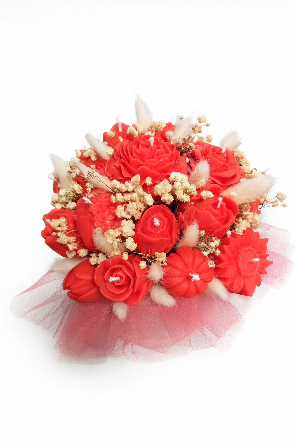 Luxury Red Floral Candle Arrangemen